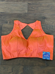 Designer Blouse - Rust Orange Raw Silk
