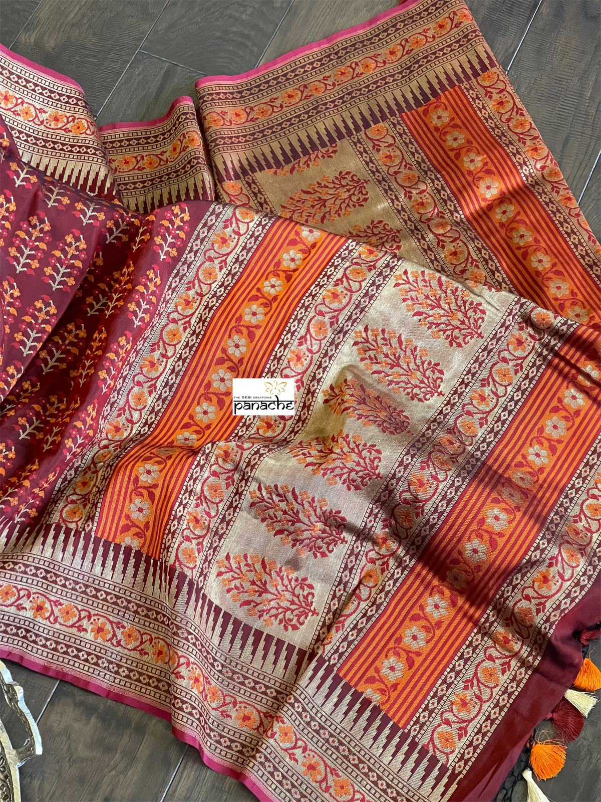 Summer Silk Banarasi - Maroon Meenakari Golden Zari
