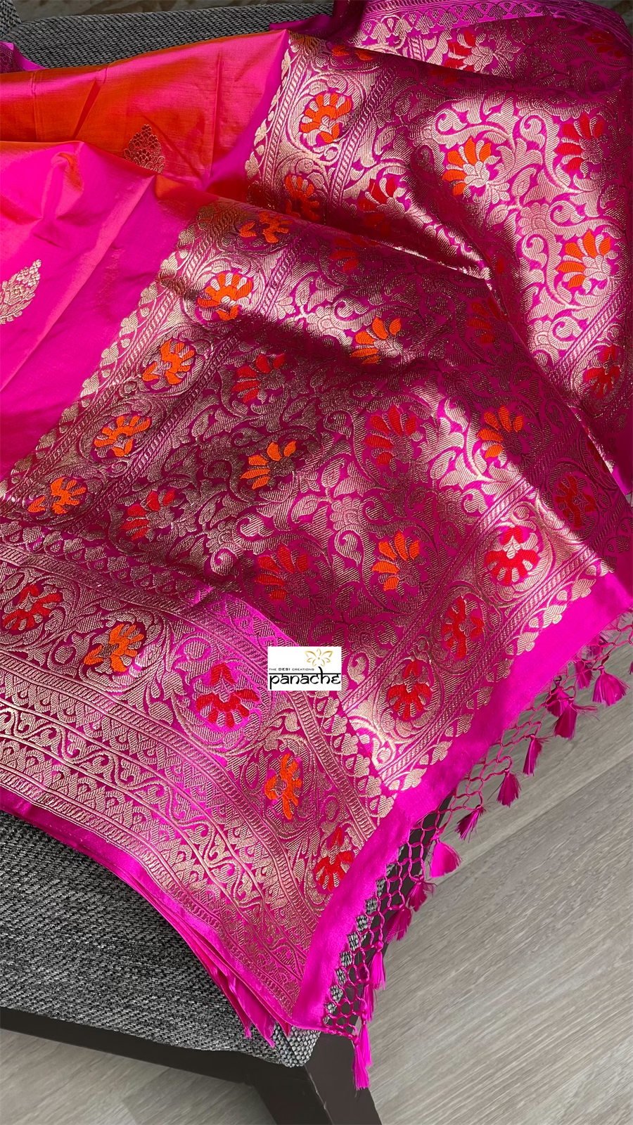 Katan Silk Banarasi - Magenta Pink Meenakari