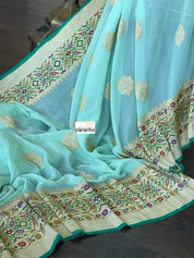 Khaddi Georgette Tilfi Banarasi - Mint Green Khadwa Woven