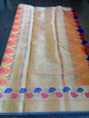 Kora Cotton Silk - Orange Meenakari