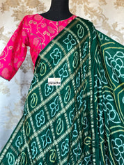 Pure Gajji Silk Gharchola - Green Bandhej