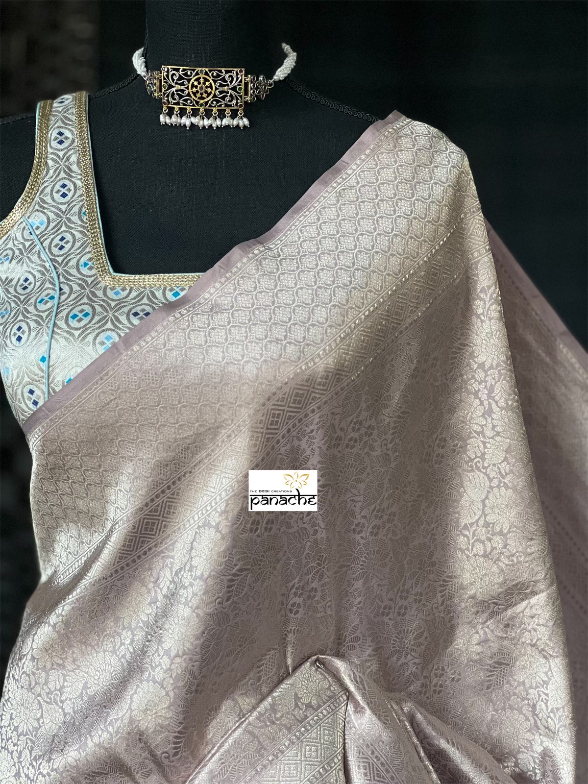 Pure Silk Brocade Banarasi - Light Dusty Mauve