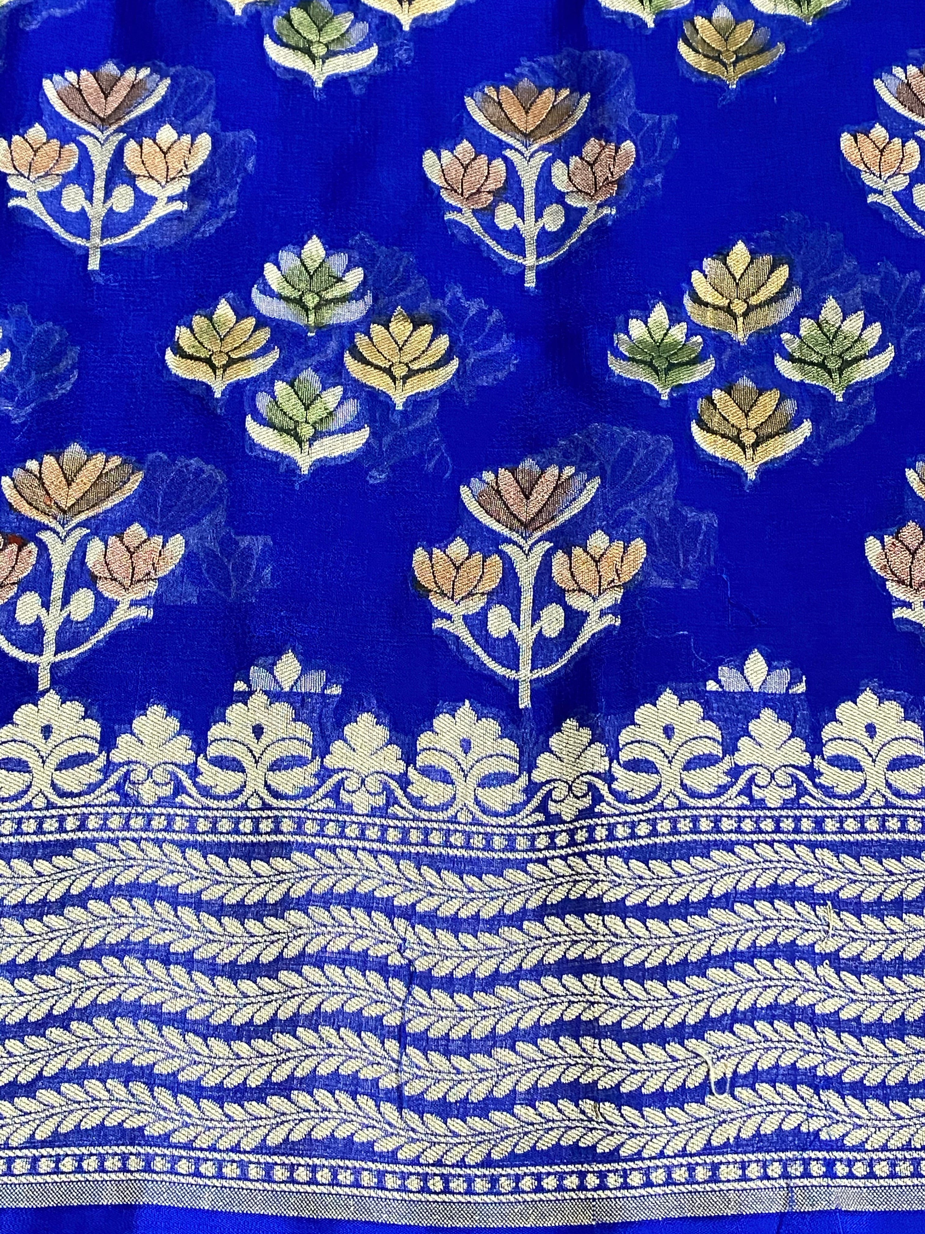 Khaddi Georgette Banarasi - Royal Blue Meenakari