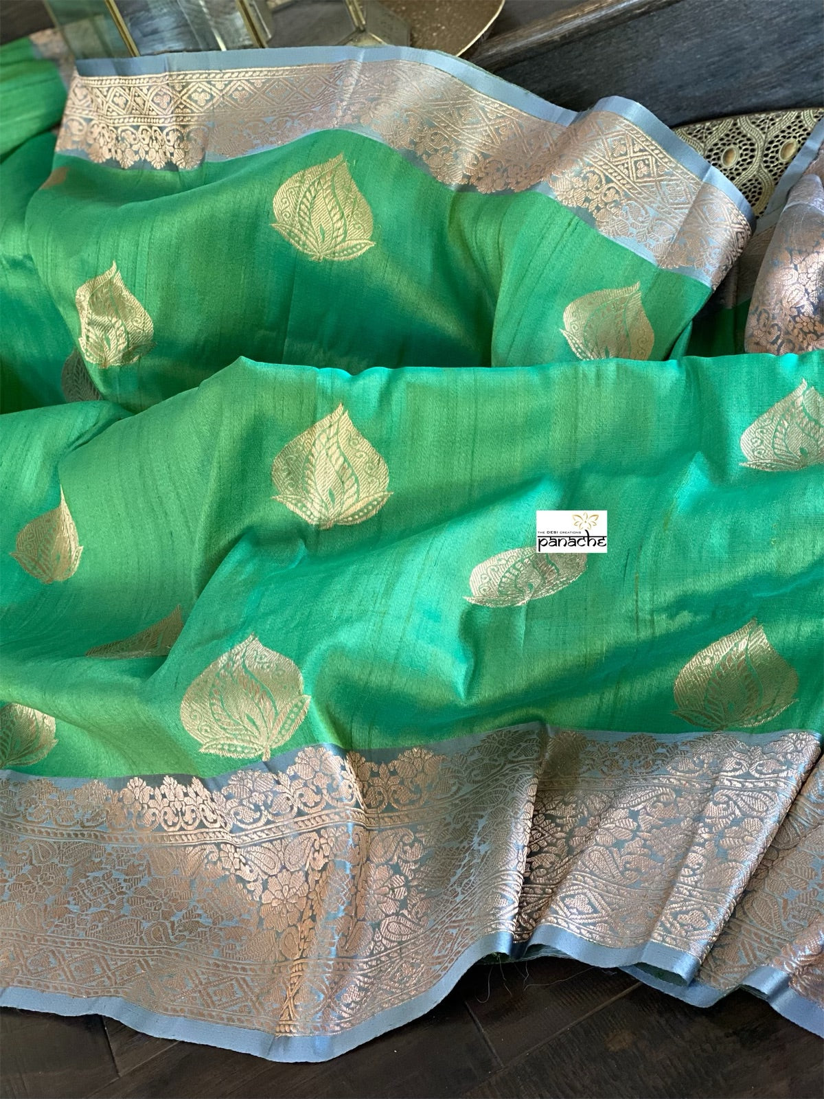 Tussar Silk Banarasi - Green Grey