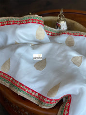 Designer Soft Silk Banarasi- Off White Gold Zari