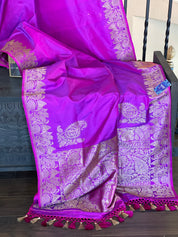 Pure Silk Gramaphone Banarasi - Magenta Purple Antique Zari