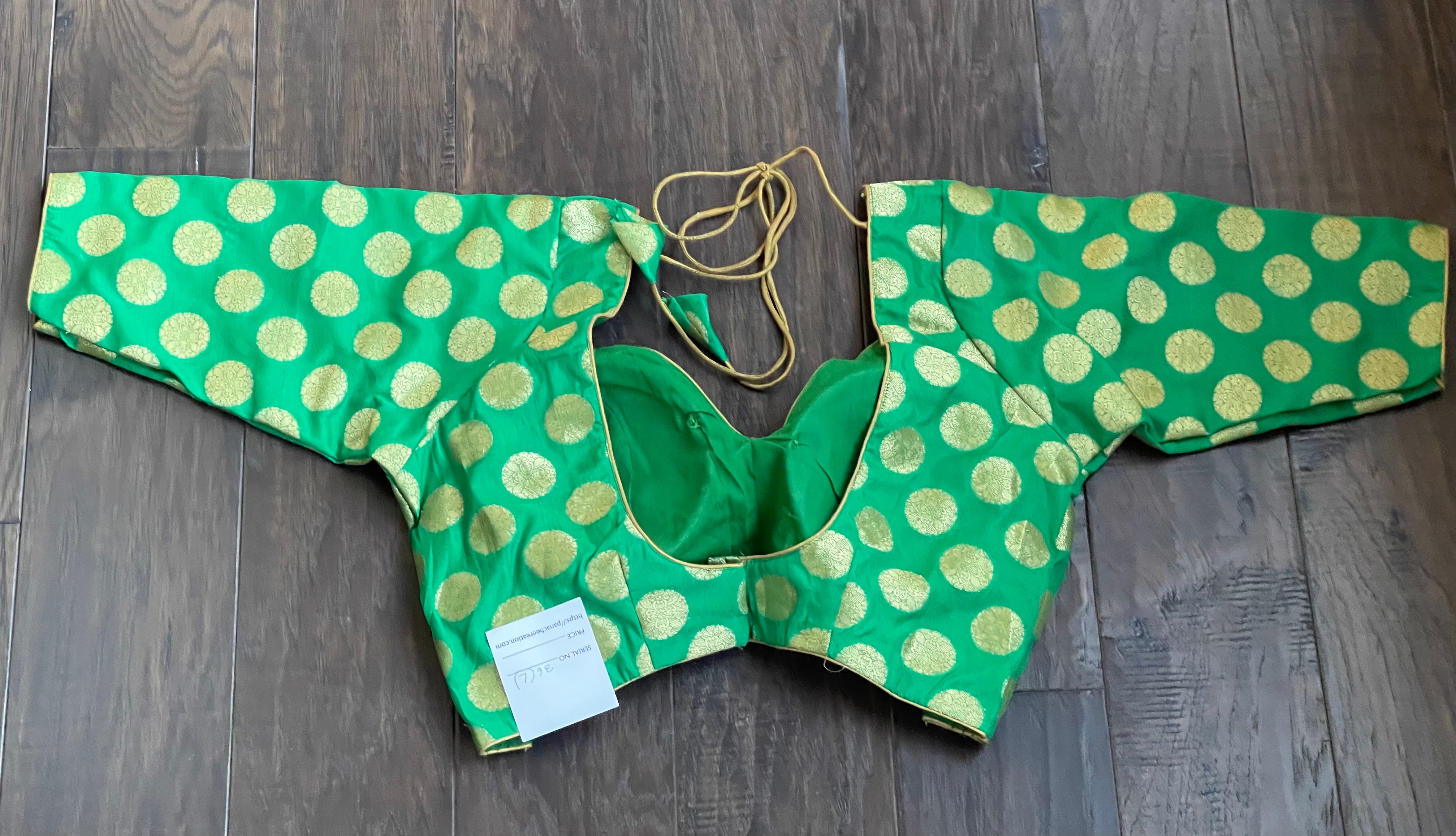 Designer Blouse - Green Zari woven