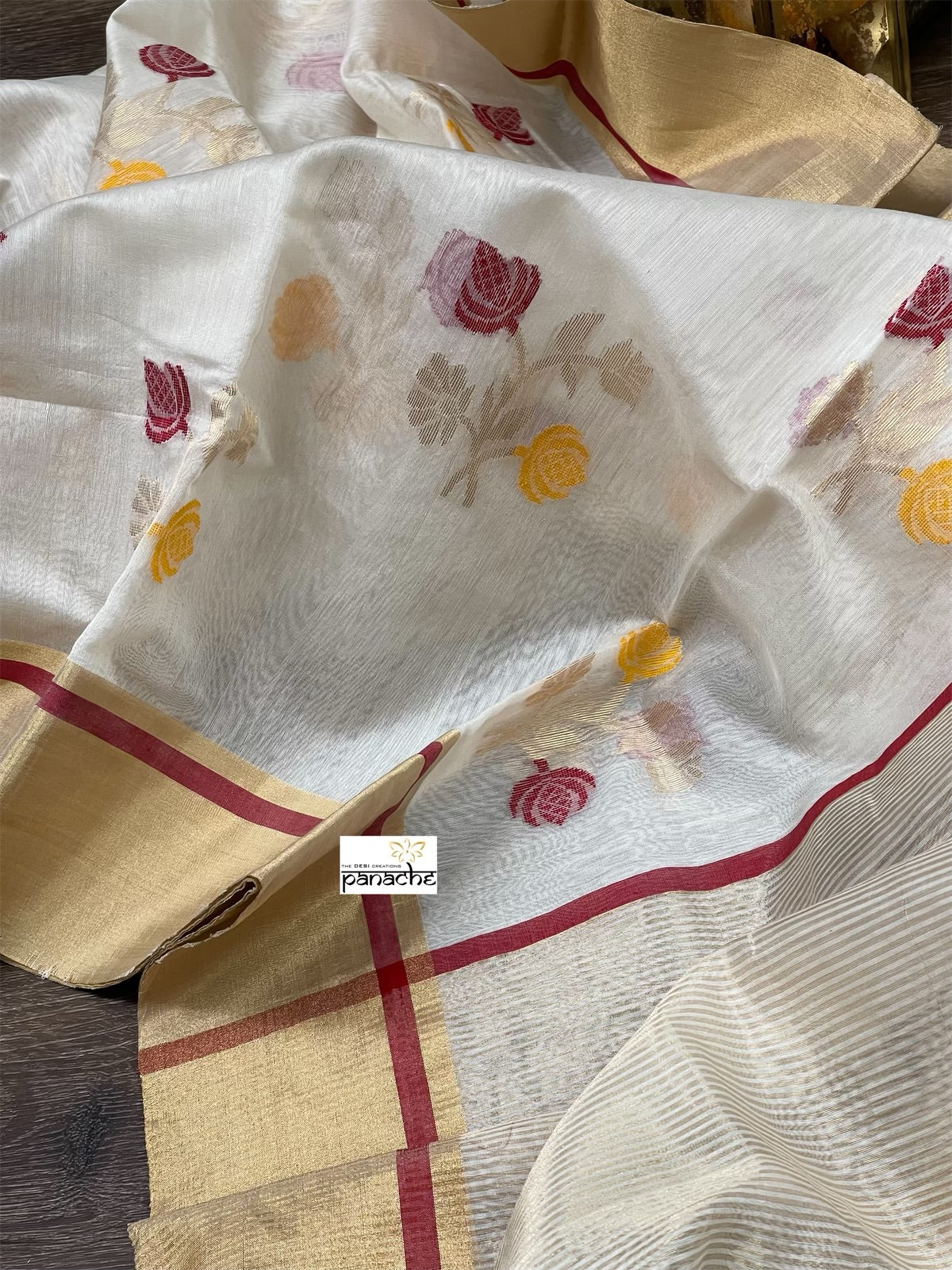 Pure Chanderi Silk Cotton - Off White Eknaliya Woven