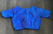 Designer Blouse - Firozi Blue Raw Silk
