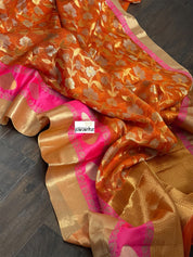 Kota Silk Jangla - Orange Pink
