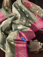 Tissue Chanderi Silk - Moss Green Magenta