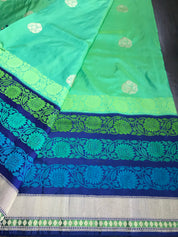 Katan Silk Banarasi - Green Blue Dual Shaded