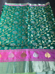 Kota Silk Jangla - Green Pink