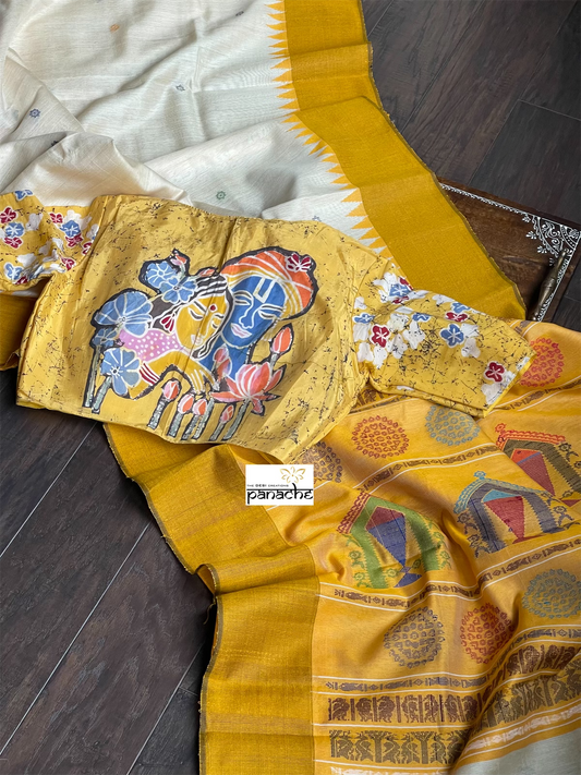 Designer Blouse - Yellow Batik Print