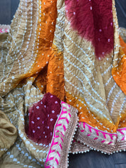 Bandhej Dupatta - Ochre Yellow