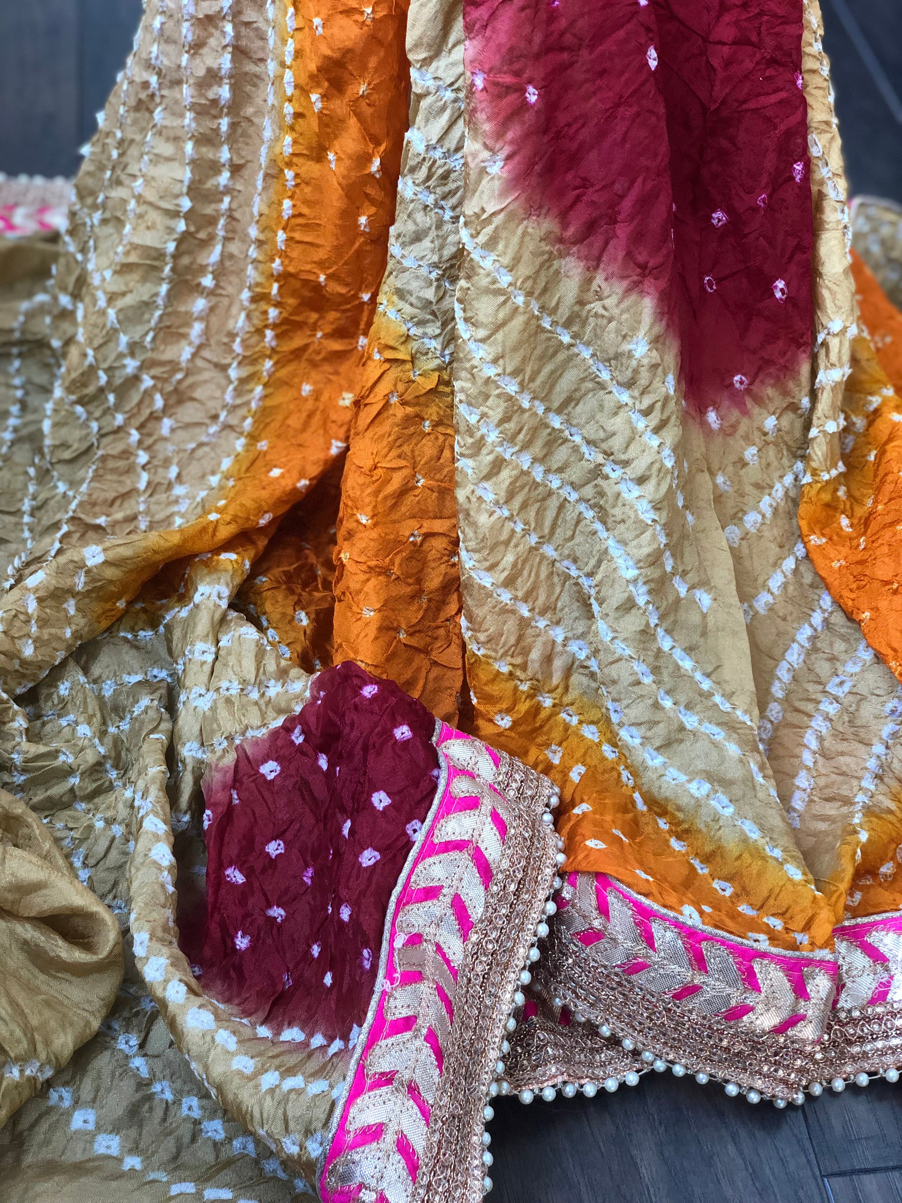 Bandhej Dupatta - Ochre Yellow