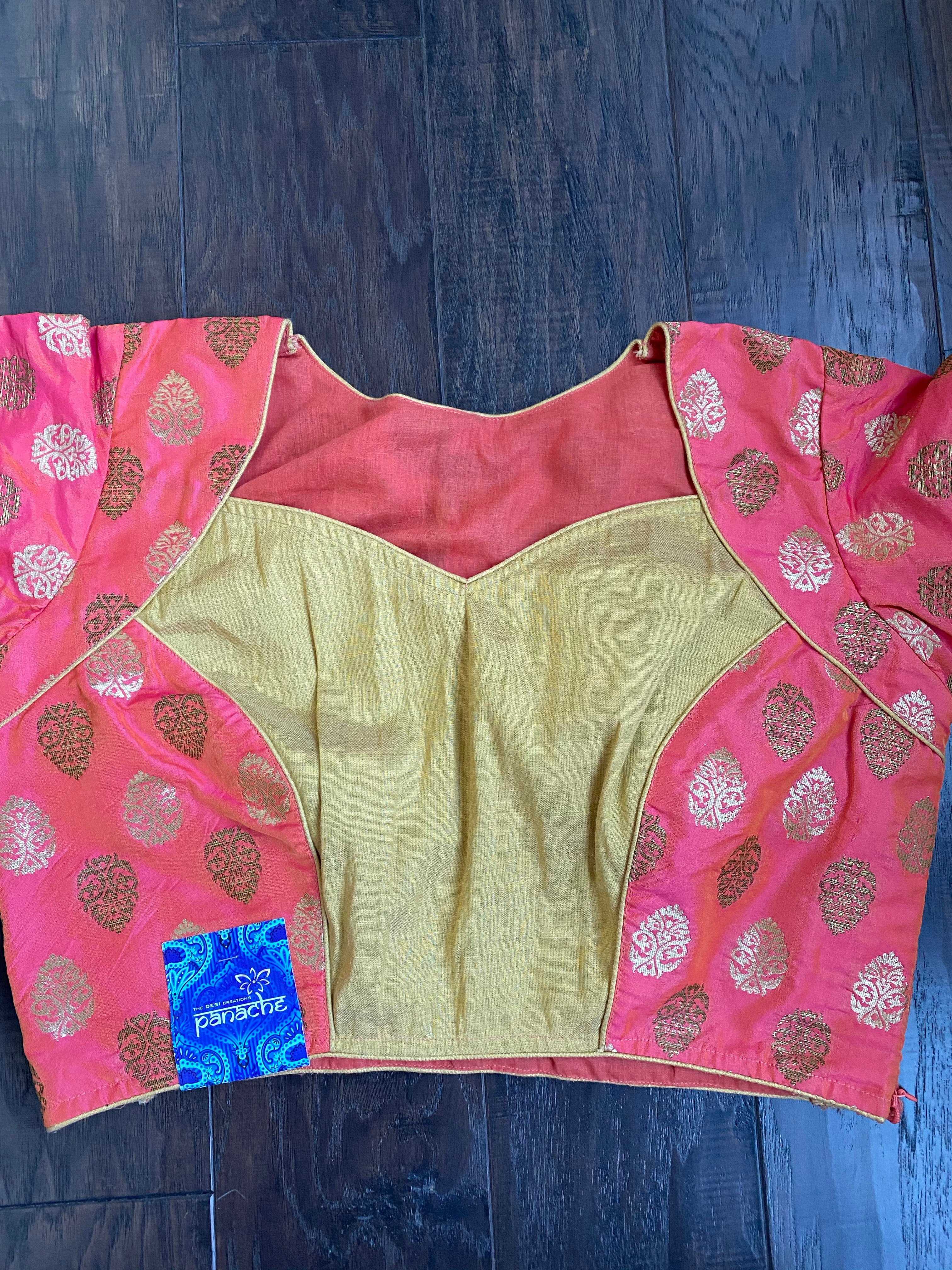 Designer Blouse - Peach Pink Dual Shaded