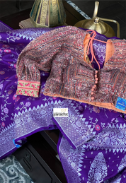 Khaddi Tussar Banarasi - Purple Meenakari