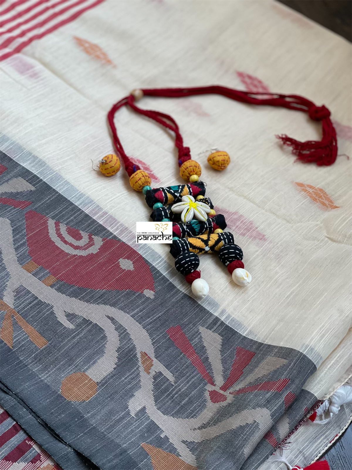 Jewelry Set - Black Yellow Red Kantha