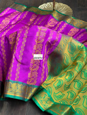 Soft Silk Kanjivaram - Magenta Purple Green