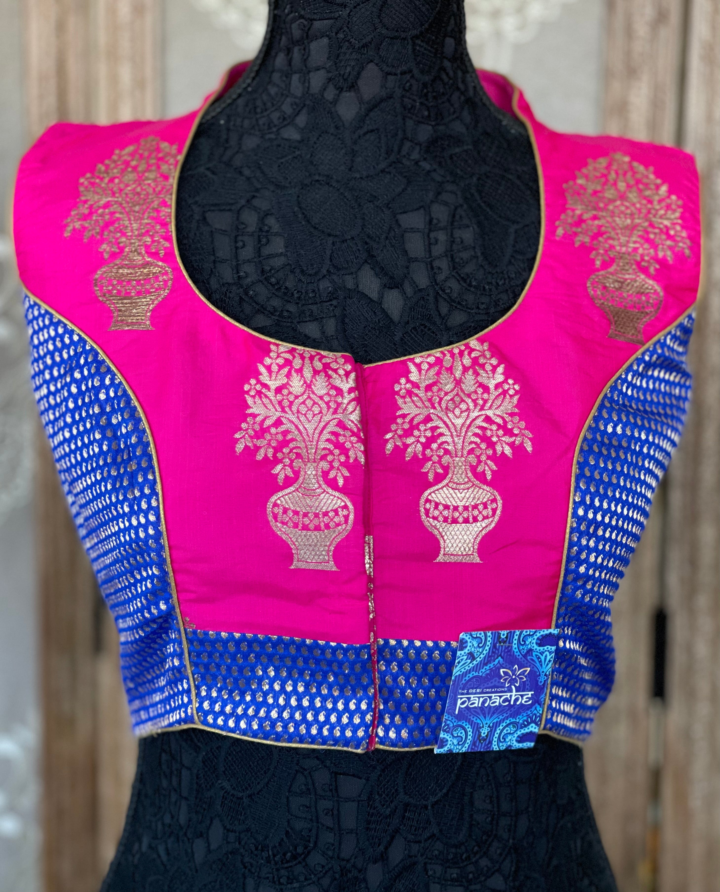 Designer Blouse - Magenta Royal Blue