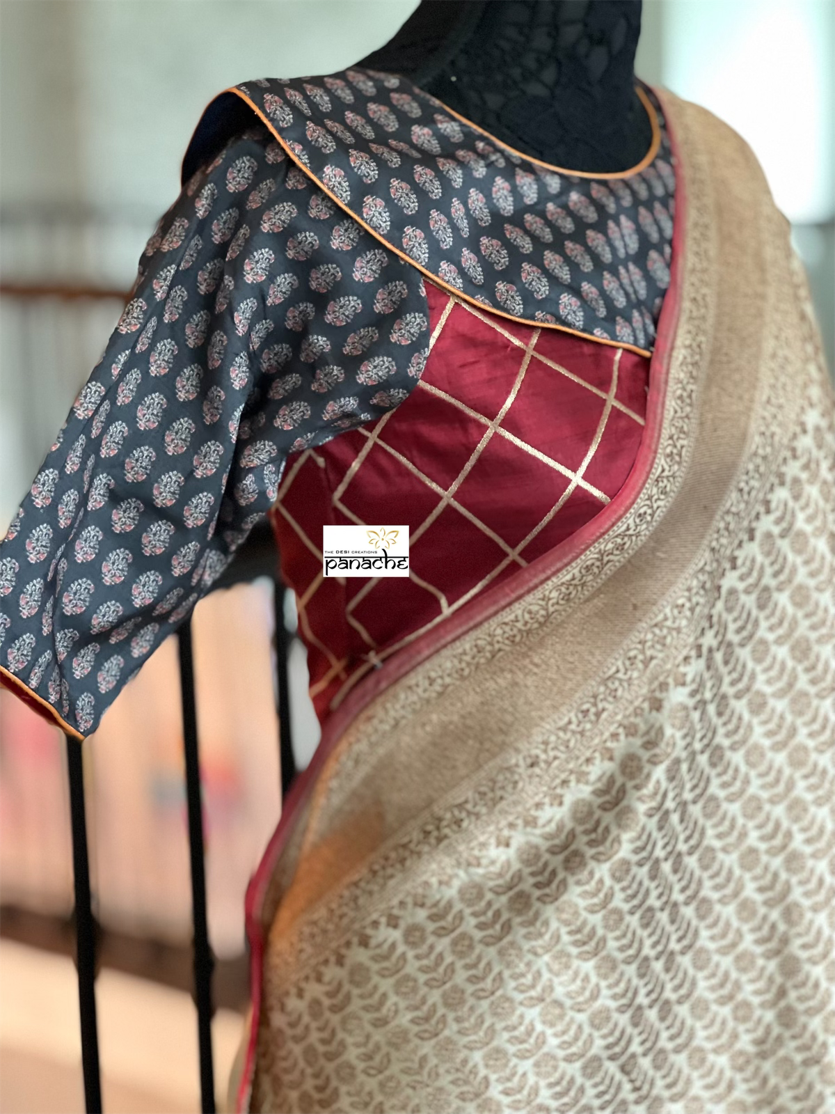 Designer Blouse - Maroon Black