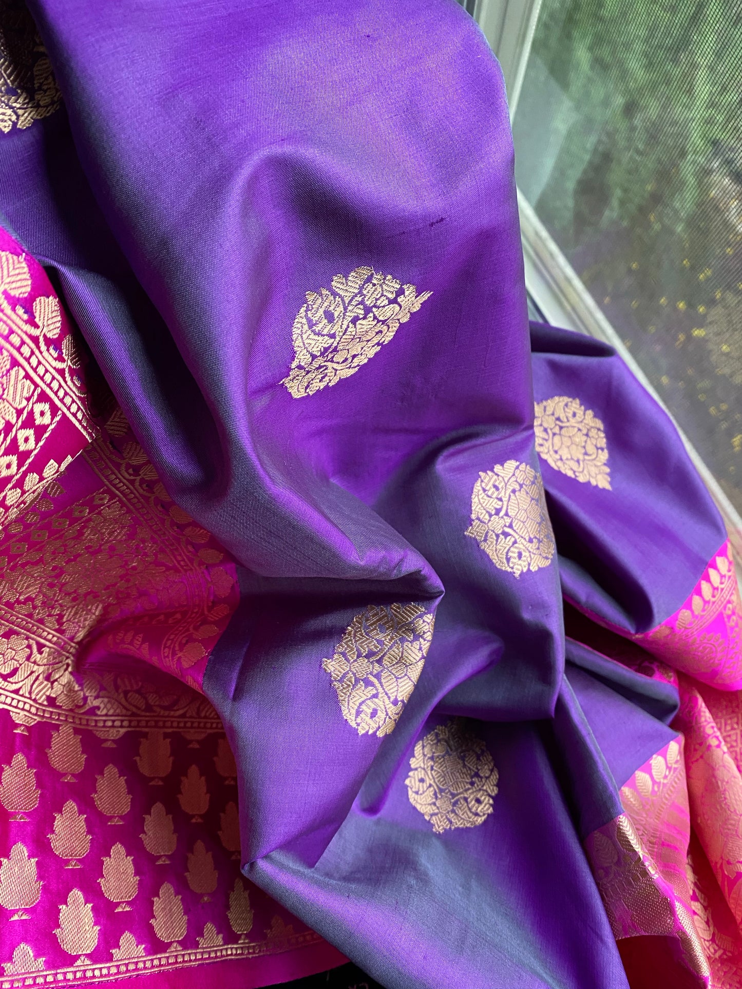 Katan Silk Banarasi - Purple Magenta