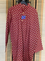 Cotton Printed Kurta Men - Maroon 4XL-48