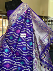 Pure Silk Kadwa Banarasi - Purple Multi Meenakari