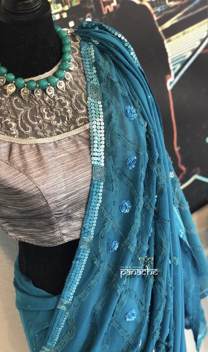 Designer Blouse - Silver Brocade