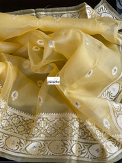 Designer Organza - Yellow Embroidered