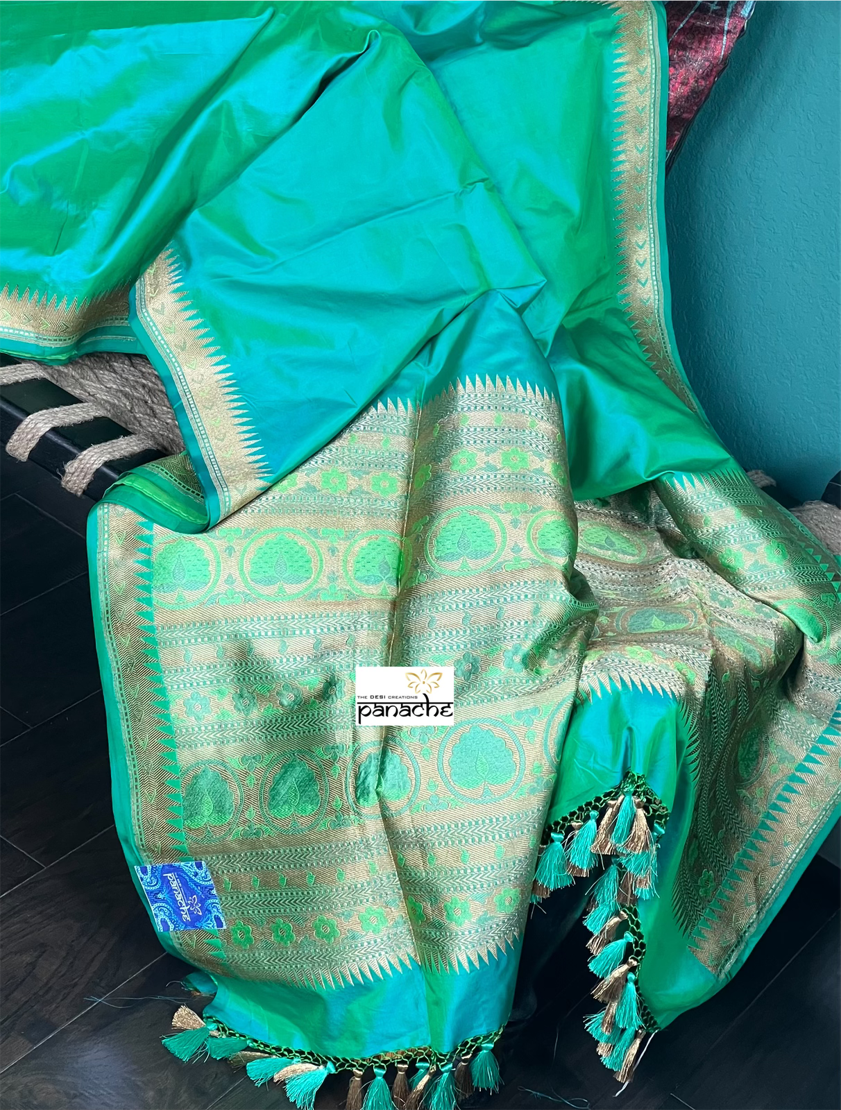 Katan Silk Banarasi - Sea Green Paithani Khadwa Woven