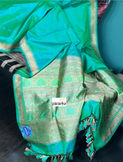 Katan Silk Banarasi - Sea Green Paithani Khadwa Woven