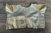 Designer Blouse - Grey Blue Brocade