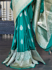 Pure Katan Silk Banarasi - Green Antique Zari