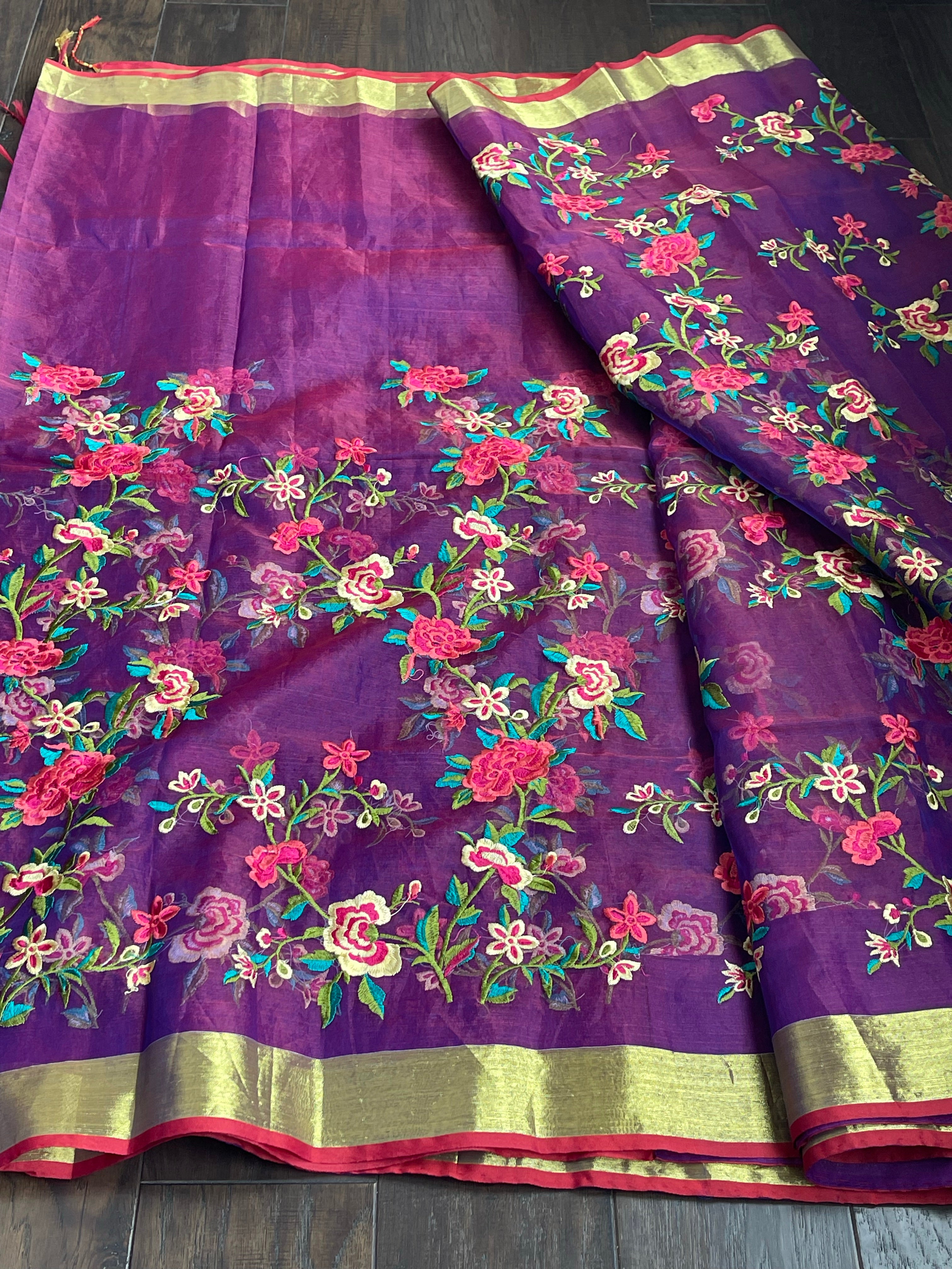 Designer Muslin - Purple Embroidered