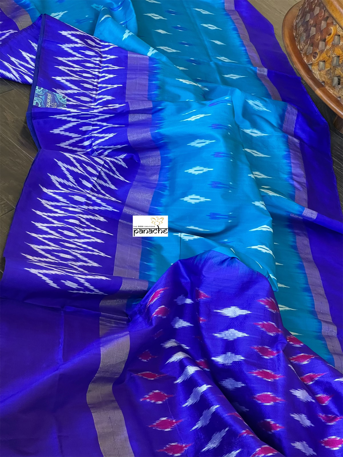 Pure Silk Ikat - Firozi Blue
