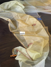 Designer Organza - Lemon Yellow mukaish Embroidered