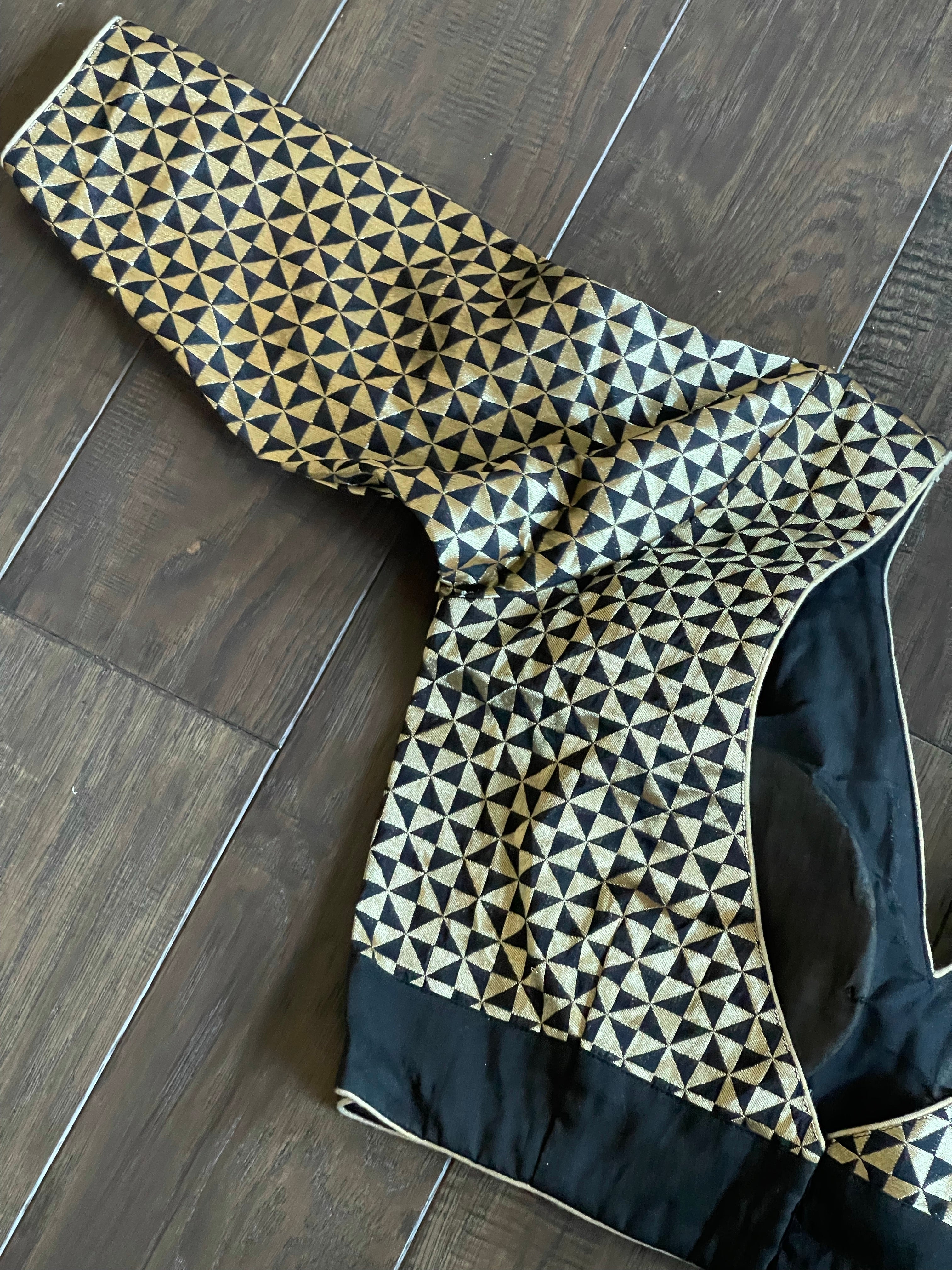 Designer Blouse - Black Gold Zari