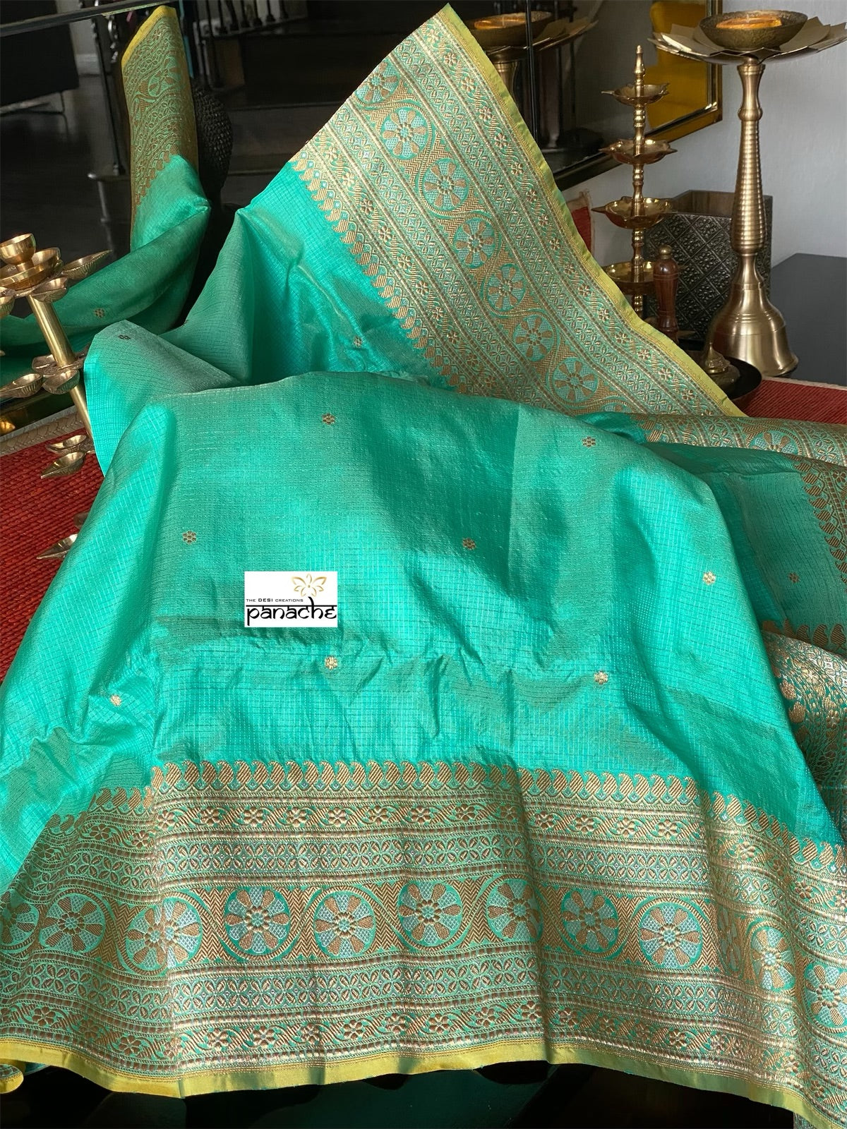 Pure Silk Katan Banarasi - Sea Green Kadhwa