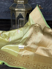 Pure Silk Banarasi - Pista Green Khadhua