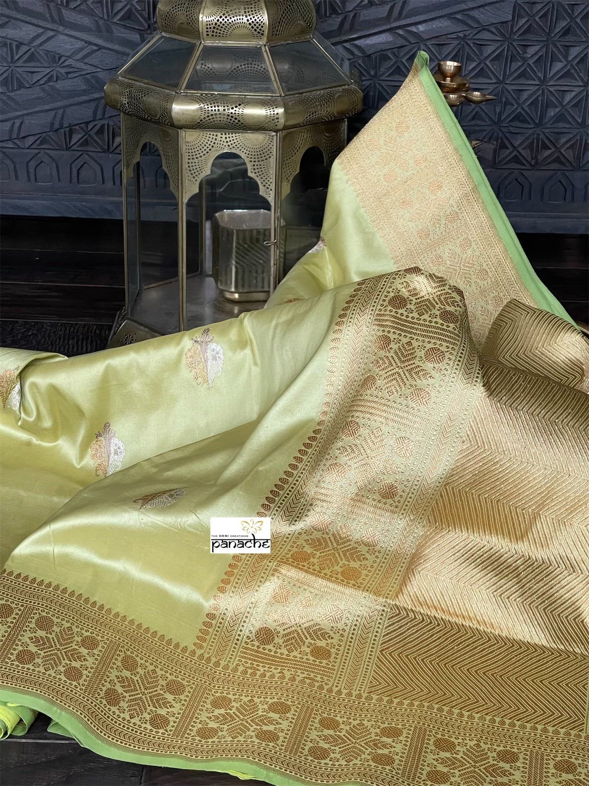 Pure Silk Banarasi - Pista Green Khadhua