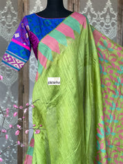 Matka Silk - Green Pink Firozi