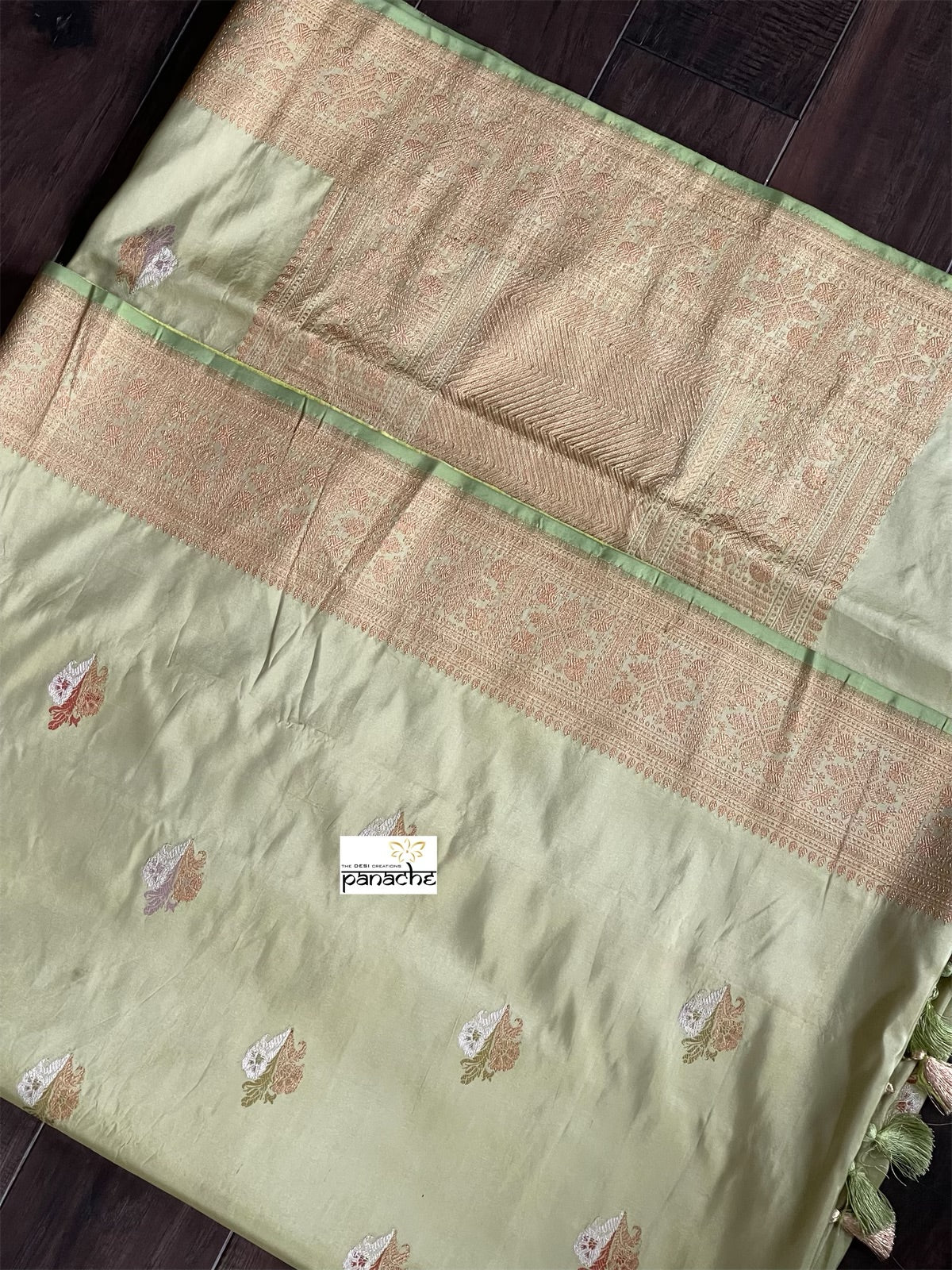 Pure Silk Banarasi - Pista Green Khadhua
