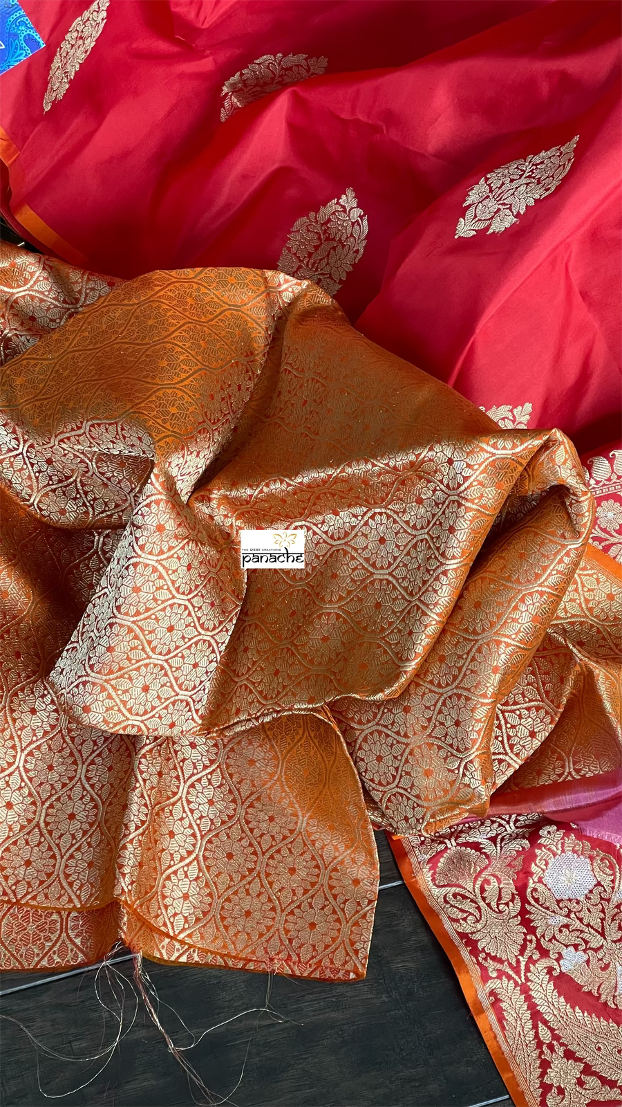 Pure Silk Kadwa Banarasi - Red Borderless