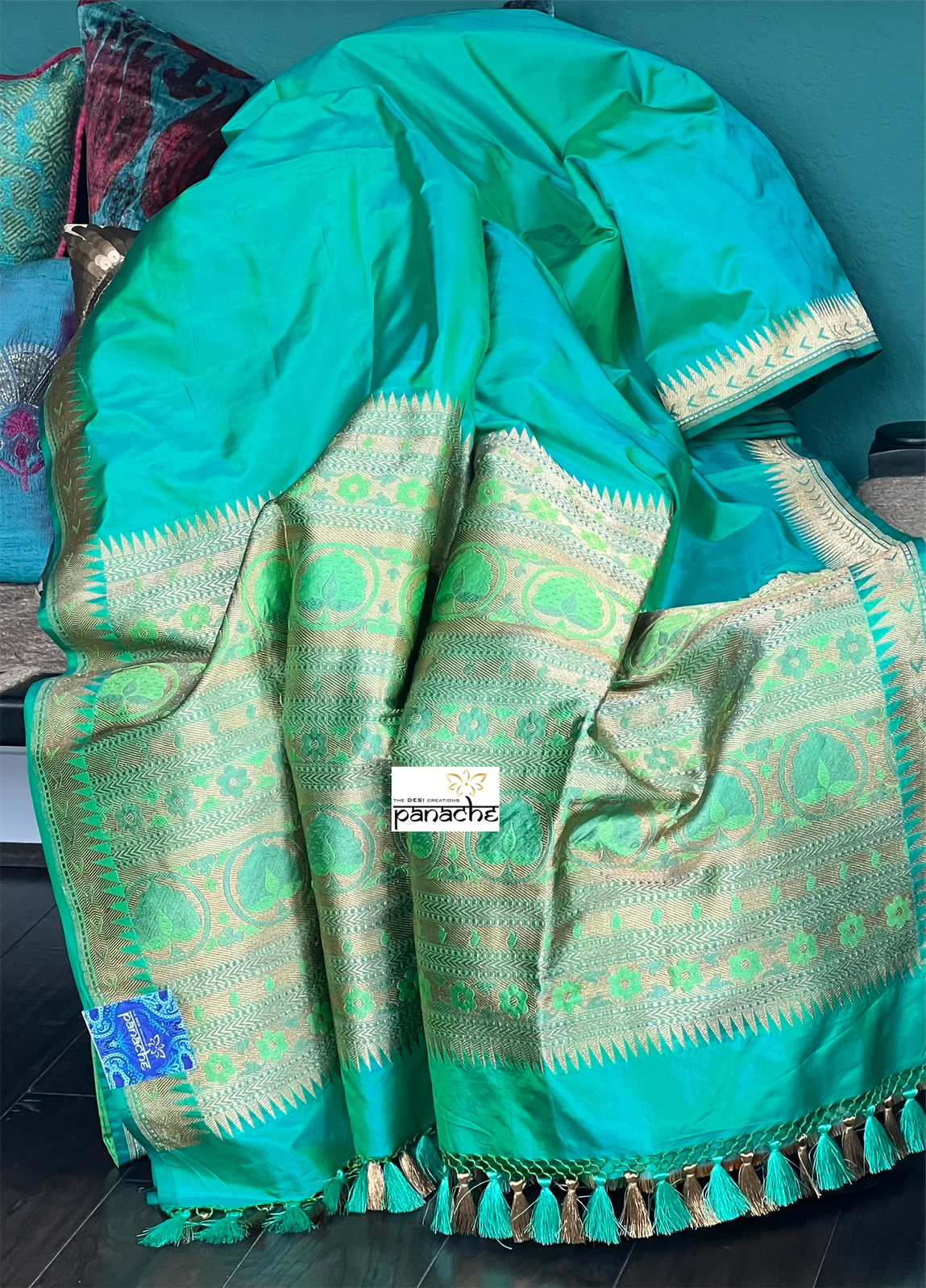 Katan Silk Banarasi - Sea Green Paithani Khadwa Woven