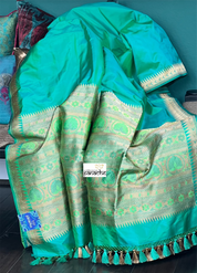 Katan Silk Banarasi - Sea Green Paithani Khadwa Woven