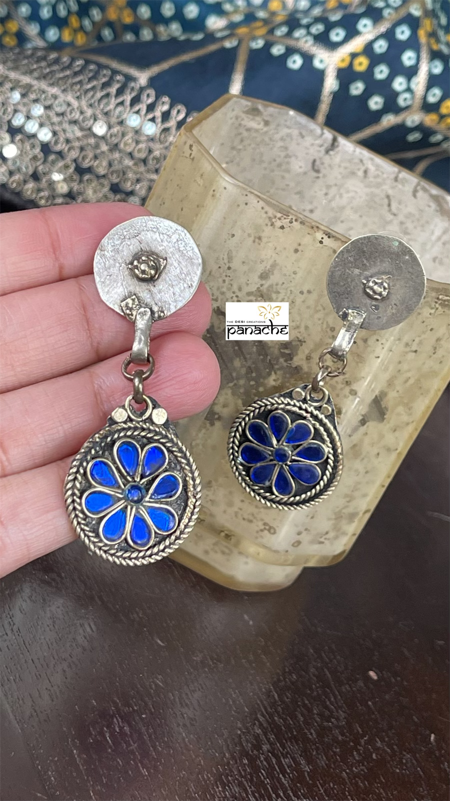 Jewelry Earring - Blue Stone Afghani Vintage