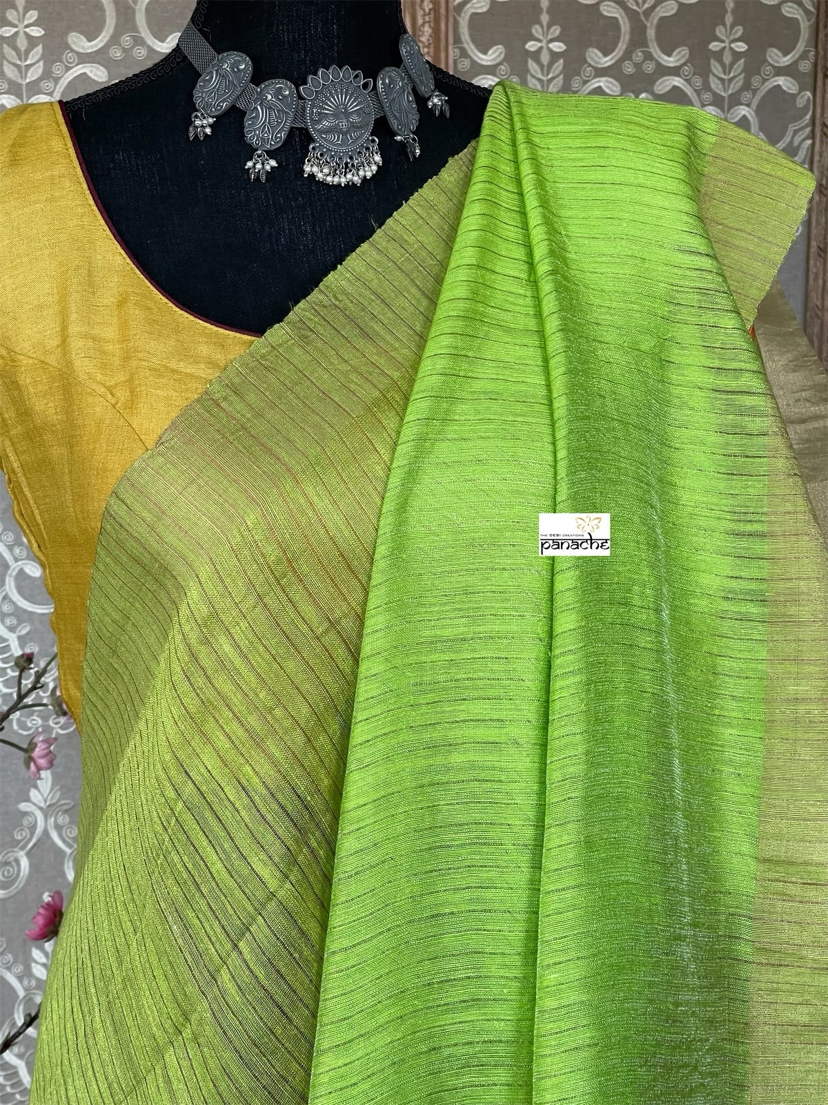 Matka Silk - Green Zari Woven